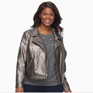 Plus size Apt. 9 metallic bronze moto jacket